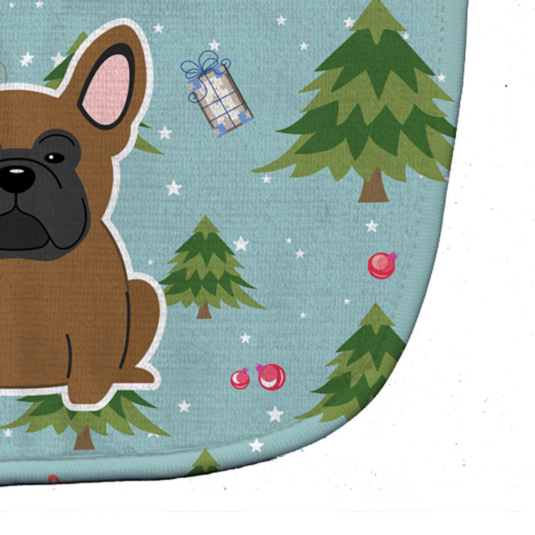 Christmas French Bulldog Brown Baby Bib Easy-Clean Baby Bib Baby Feeding Accessory Baby Mealtime Essential, 10 x 13, Multicolor