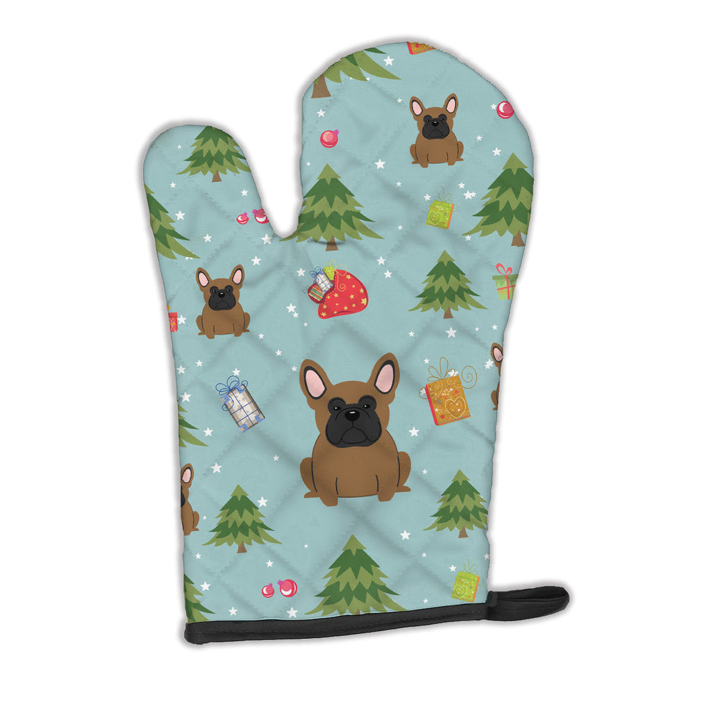 Christmas French Bulldog Brown Oven Mitt Heat Resistant Thick Oven Mitt for Hot Pans and Oven, Kitchen Mitt Protect Hands, Cooking Baking Glove