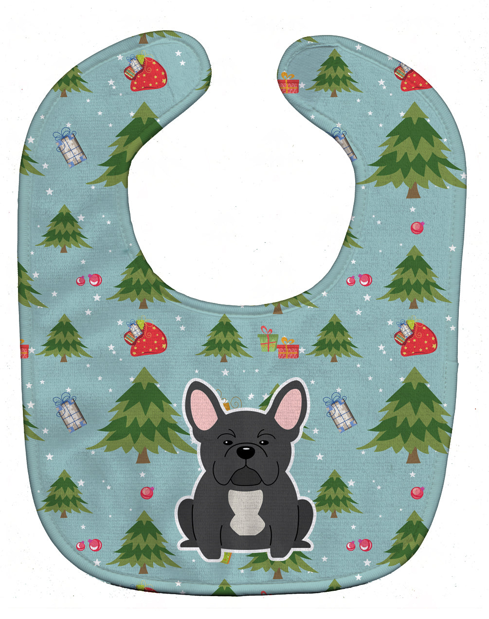 Christmas French Bulldog Black Baby Bib Easy-Clean Baby Bib Baby Feeding Accessory Baby Mealtime Essential, 10 x 13, Multicolor