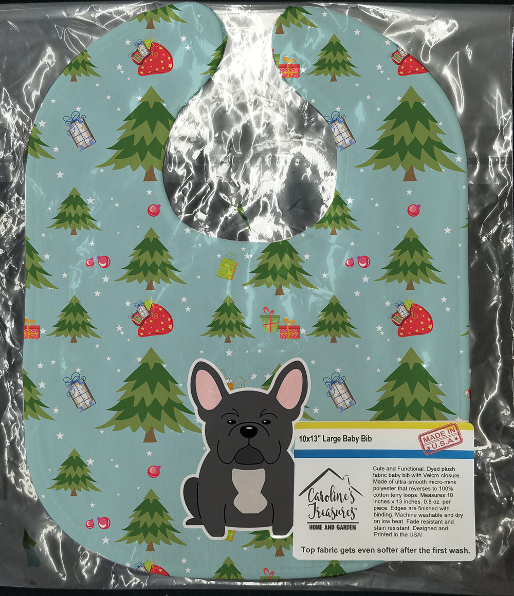 Christmas French Bulldog Black Baby Bib Easy-Clean Baby Bib Baby Feeding Accessory Baby Mealtime Essential, 10 x 13, Multicolor