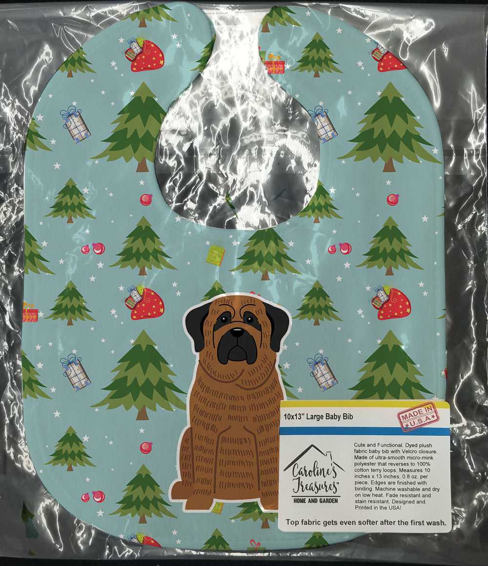 Christmas Mastiff Brindle Baby Bib Easy-Clean Baby Bib Baby Feeding Accessory Baby Mealtime Essential, 10 x 13, Multicolor