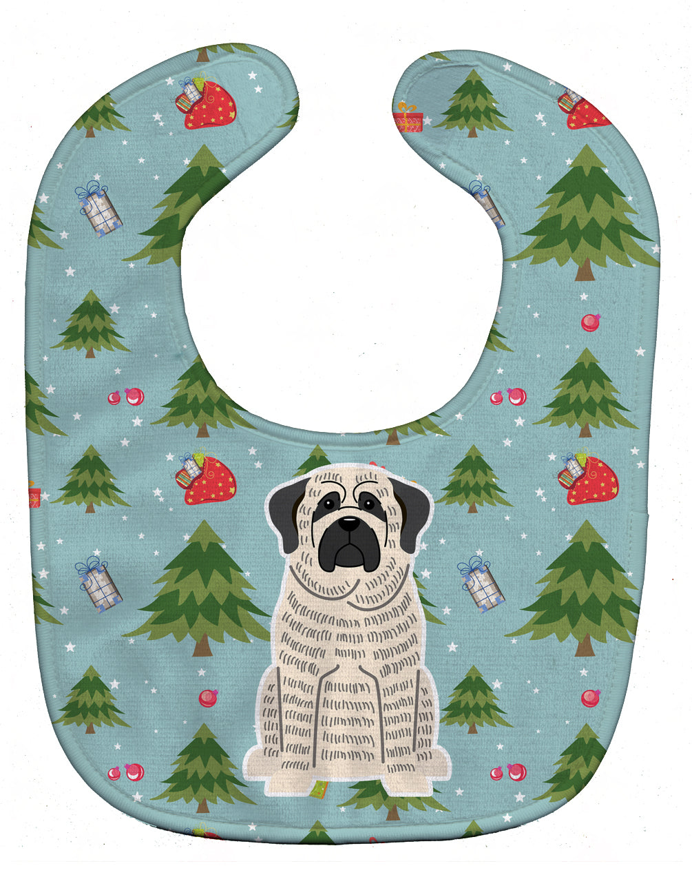 Christmas Mastiff Brindle White Baby Bib Easy-Clean Baby Bib Baby Feeding Accessory Baby Mealtime Essential, 10 x 13, Multicolor