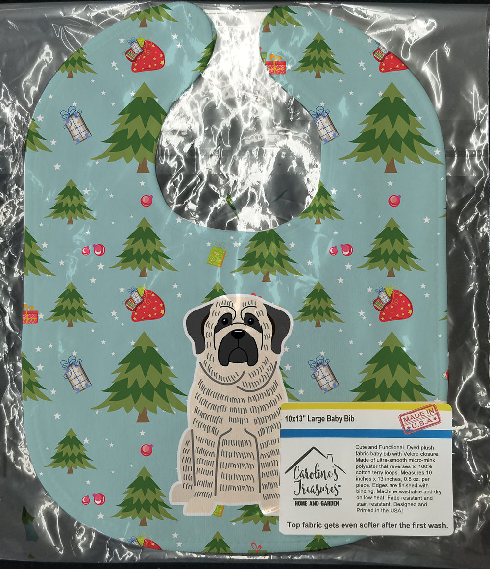 Christmas Mastiff Brindle White Baby Bib Easy-Clean Baby Bib Baby Feeding Accessory Baby Mealtime Essential, 10 x 13, Multicolor