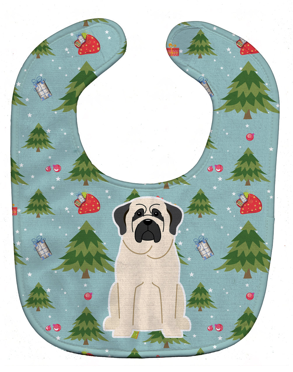 Christmas Mastiff White Baby Bib Easy-Clean Baby Bib Baby Feeding Accessory Baby Mealtime Essential, 10 x 13, Multicolor