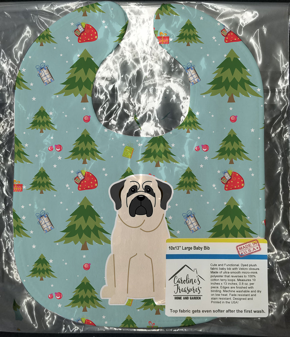 Christmas Mastiff White Baby Bib Easy-Clean Baby Bib Baby Feeding Accessory Baby Mealtime Essential, 10 x 13, Multicolor