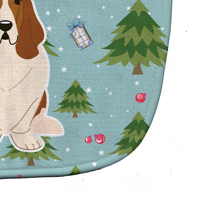 Christmas Basset Hound Baby Bib Easy-Clean Baby Bib Baby Feeding Accessory Baby Mealtime Essential, 10 x 13, Multicolor