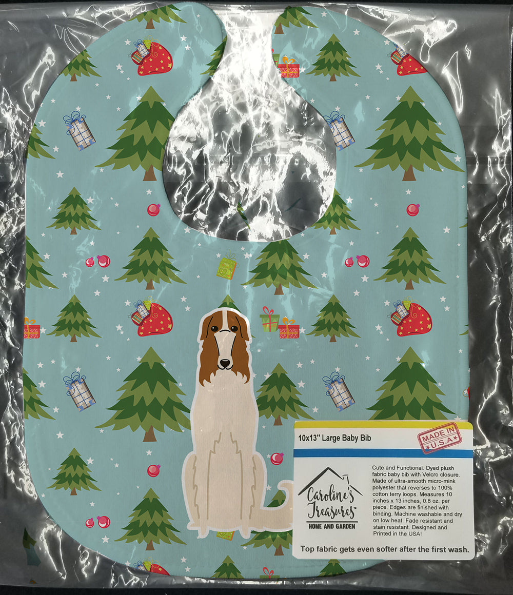 Christmas Borzoi Baby Bib Easy-Clean Baby Bib Baby Feeding Accessory Baby Mealtime Essential, 10 x 13, Multicolor