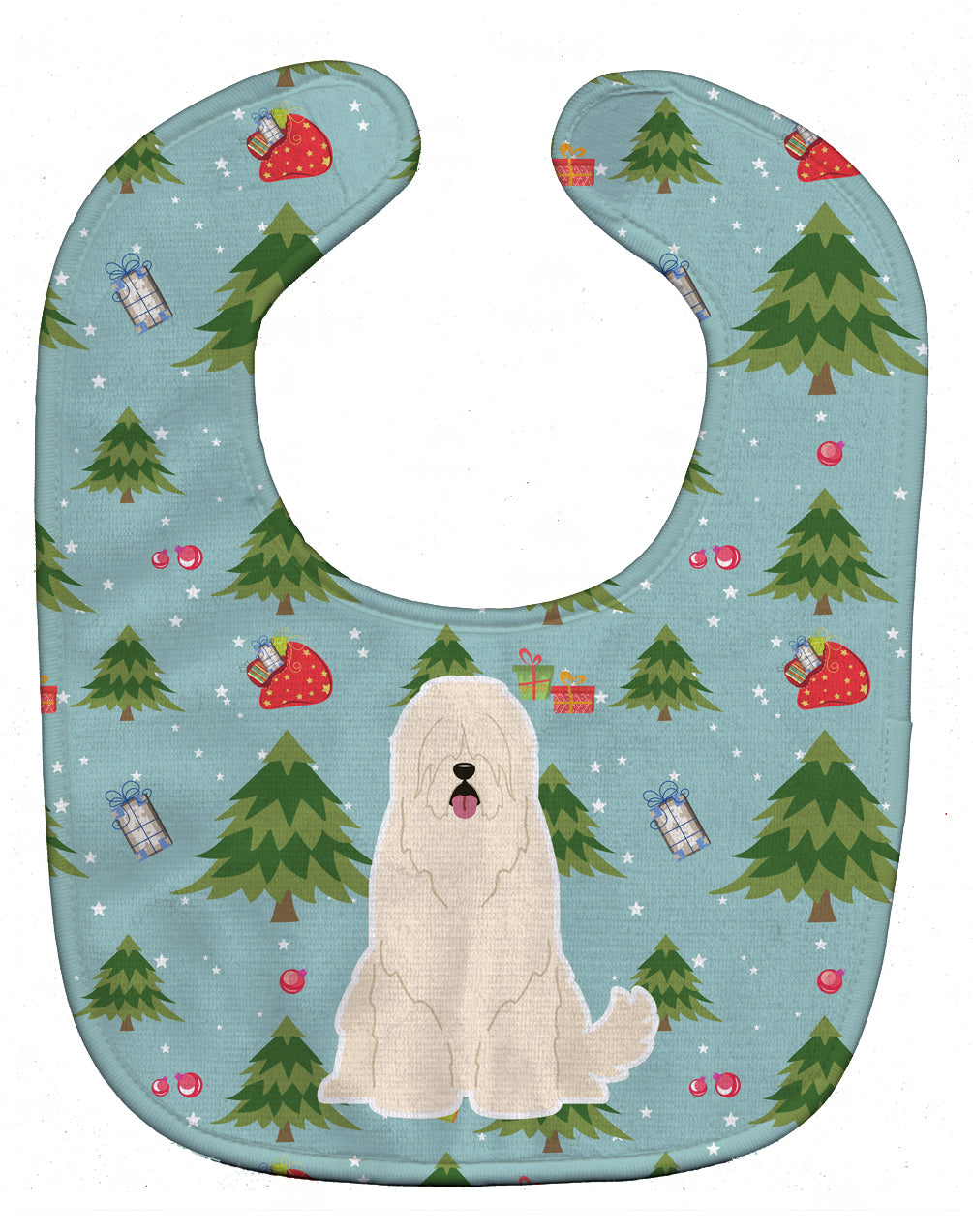 Christmas South Russian Sheepdog Baby Bib Easy-Clean Baby Bib Baby Feeding Accessory Baby Mealtime Essential, 10 x 13, Multicolor