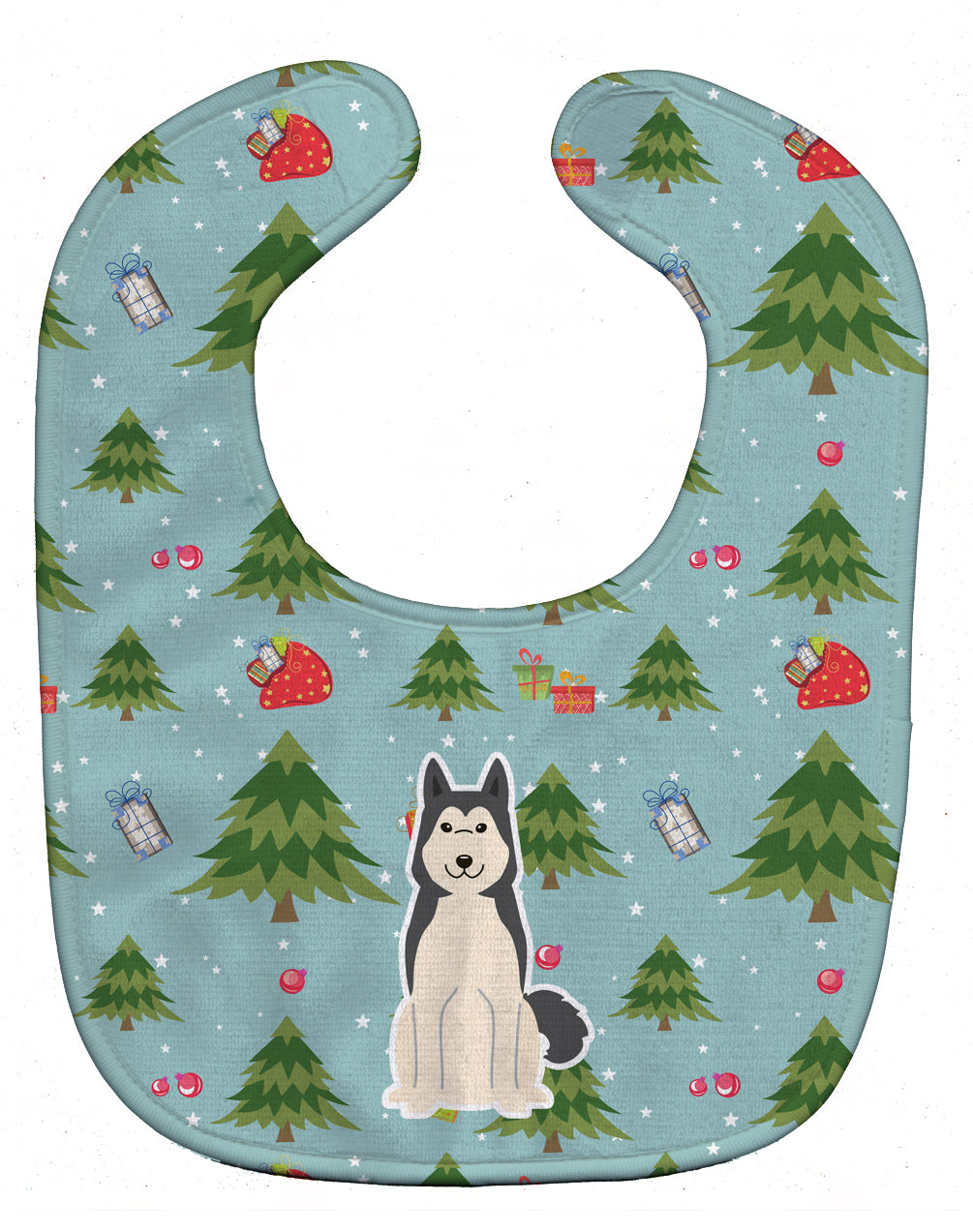 Christmas West Siberian Laika Spitz Baby Bib Easy-Clean Baby Bib Baby Feeding Accessory Baby Mealtime Essential, 10 x 13, Multicolor