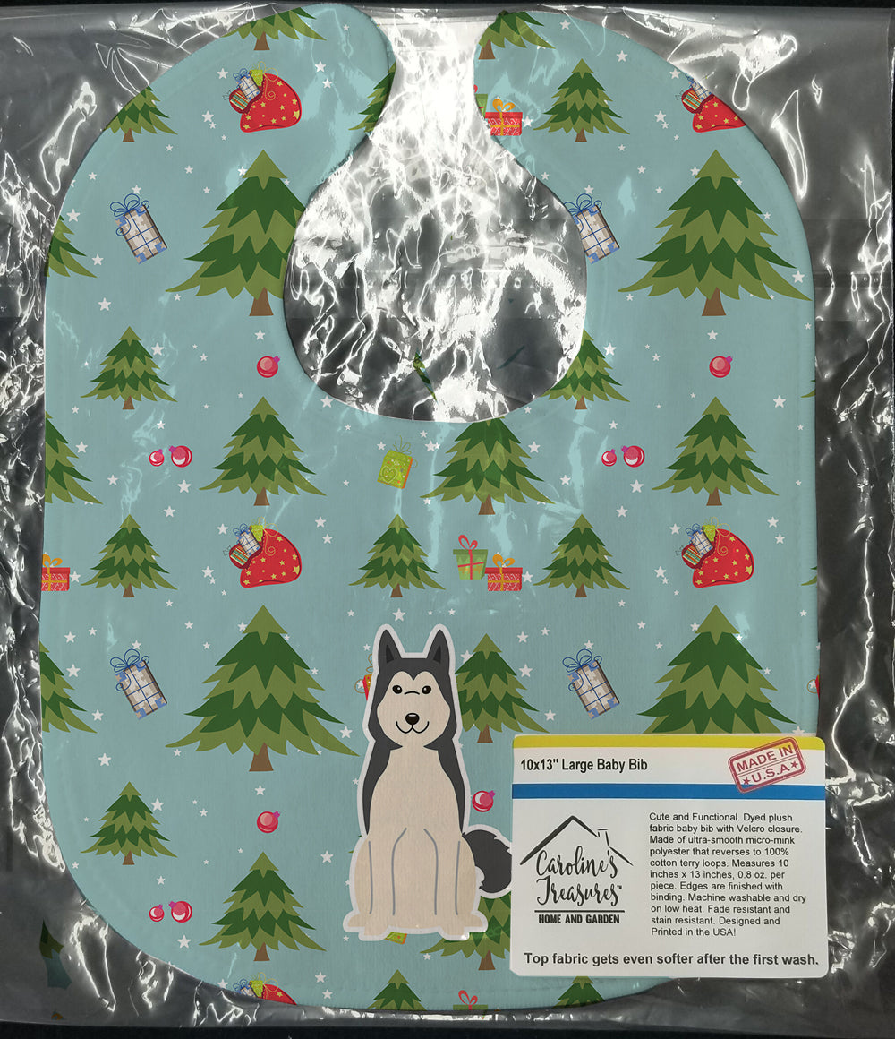 Christmas West Siberian Laika Spitz Baby Bib Easy-Clean Baby Bib Baby Feeding Accessory Baby Mealtime Essential, 10 x 13, Multicolor