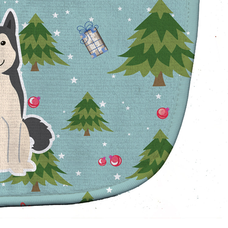 Christmas West Siberian Laika Spitz Baby Bib Easy-Clean Baby Bib Baby Feeding Accessory Baby Mealtime Essential, 10 x 13, Multicolor