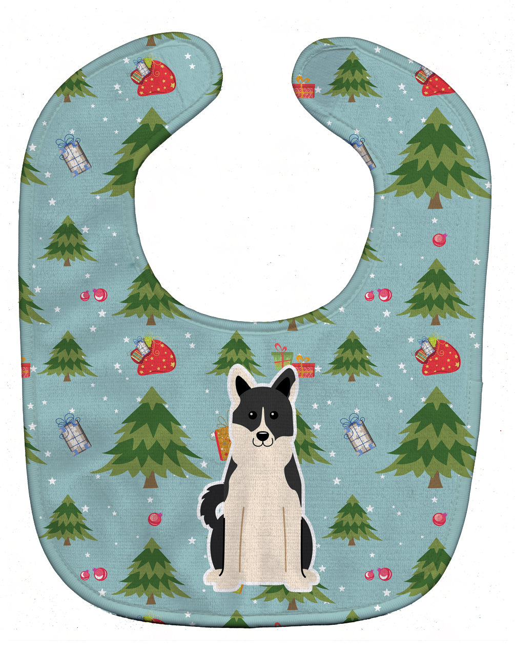 Christmas Russo-European Laika Spitz Baby Bib Easy-Clean Baby Bib Baby Feeding Accessory Baby Mealtime Essential, 10 x 13, Multicolor
