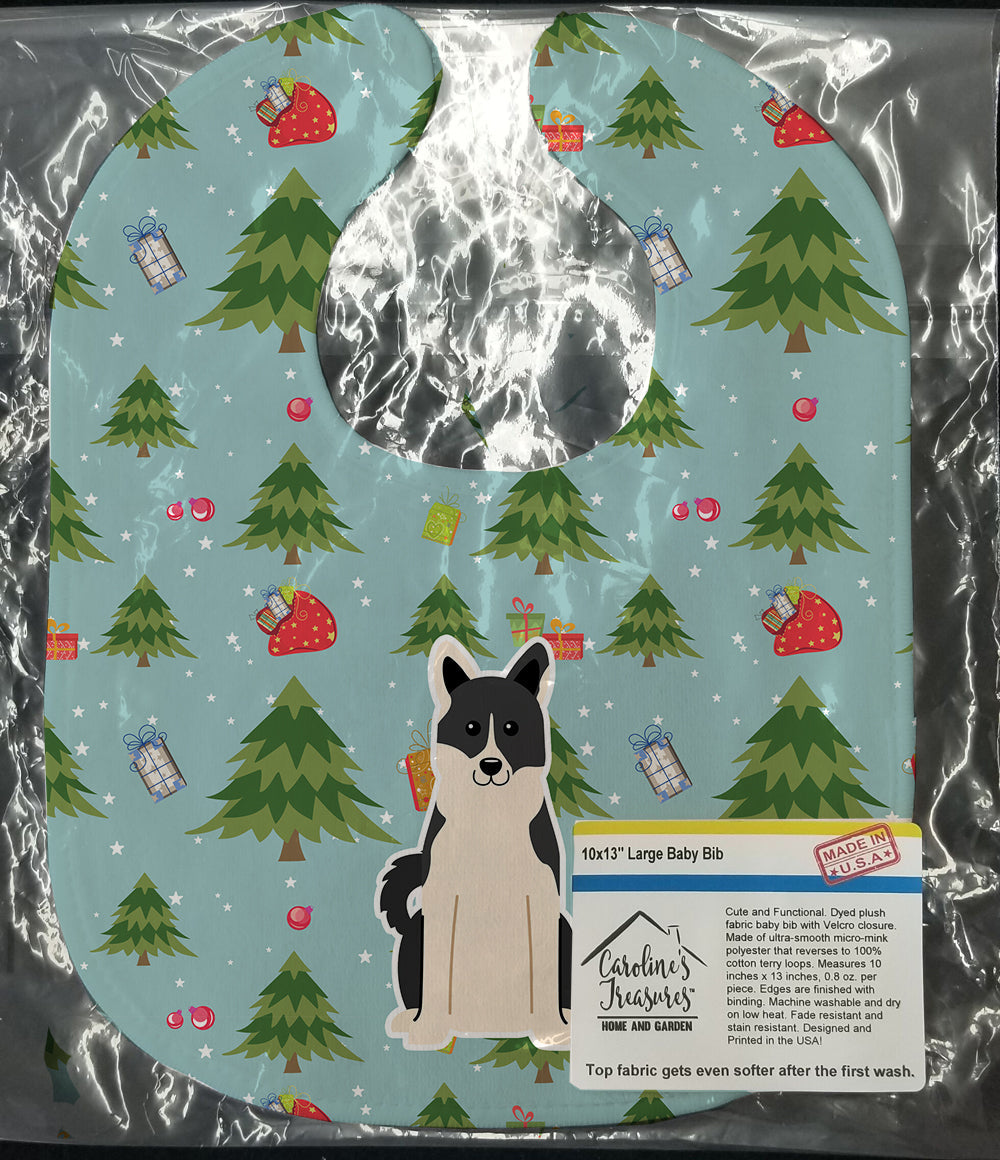 Christmas Russo-European Laika Spitz Baby Bib Easy-Clean Baby Bib Baby Feeding Accessory Baby Mealtime Essential, 10 x 13, Multicolor