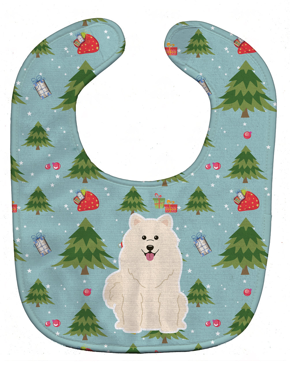 Christmas Samoyed Baby Bib Easy-Clean Baby Bib Baby Feeding Accessory Baby Mealtime Essential, 10 x 13, Multicolor