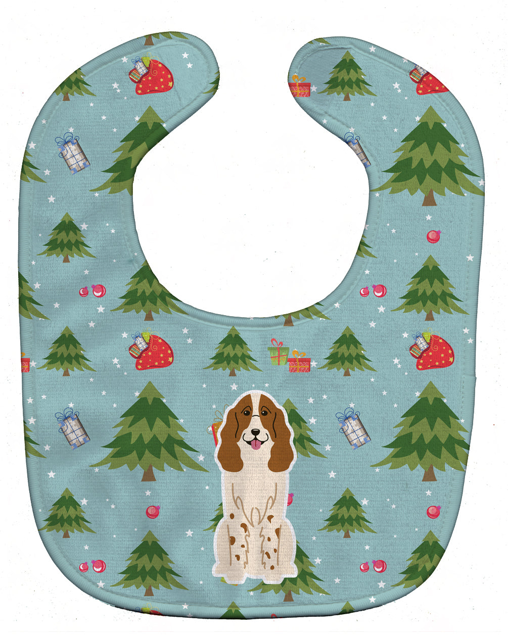 Christmas Russian Spaniel Baby Bib Easy-Clean Baby Bib Baby Feeding Accessory Baby Mealtime Essential, 10 x 13, Multicolor