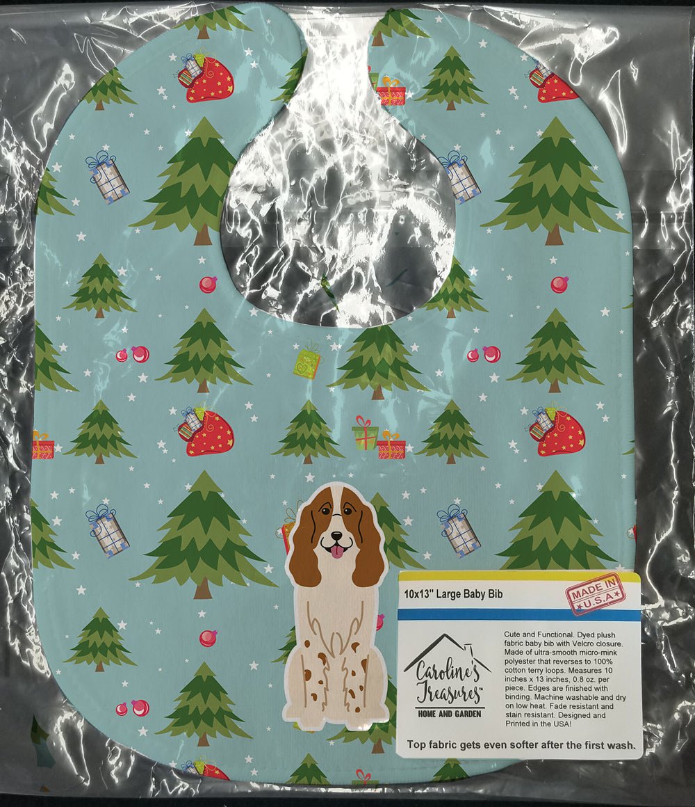 Christmas Russian Spaniel Baby Bib Easy-Clean Baby Bib Baby Feeding Accessory Baby Mealtime Essential, 10 x 13, Multicolor