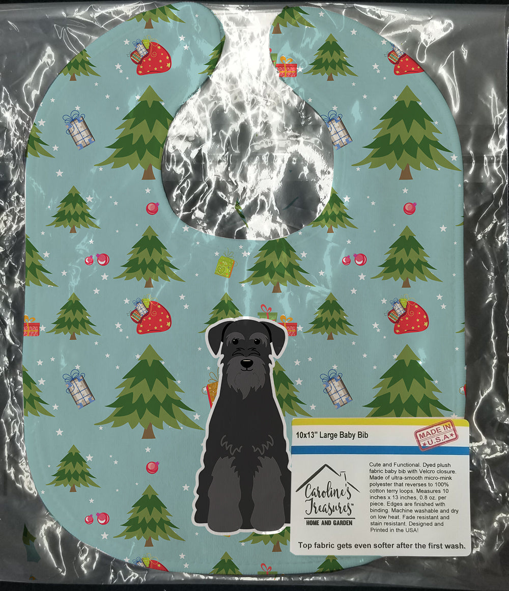 Christmas Standard Schnauzer Black Baby Bib Easy-Clean Baby Bib Baby Feeding Accessory Baby Mealtime Essential, 10 x 13, Multicolor