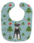 Christmas Standard Schnauzer Salt and Pepper Baby Bib Easy-Clean Baby Bib Baby Feeding Accessory Baby Mealtime Essential, 10 x 13, Multicolor