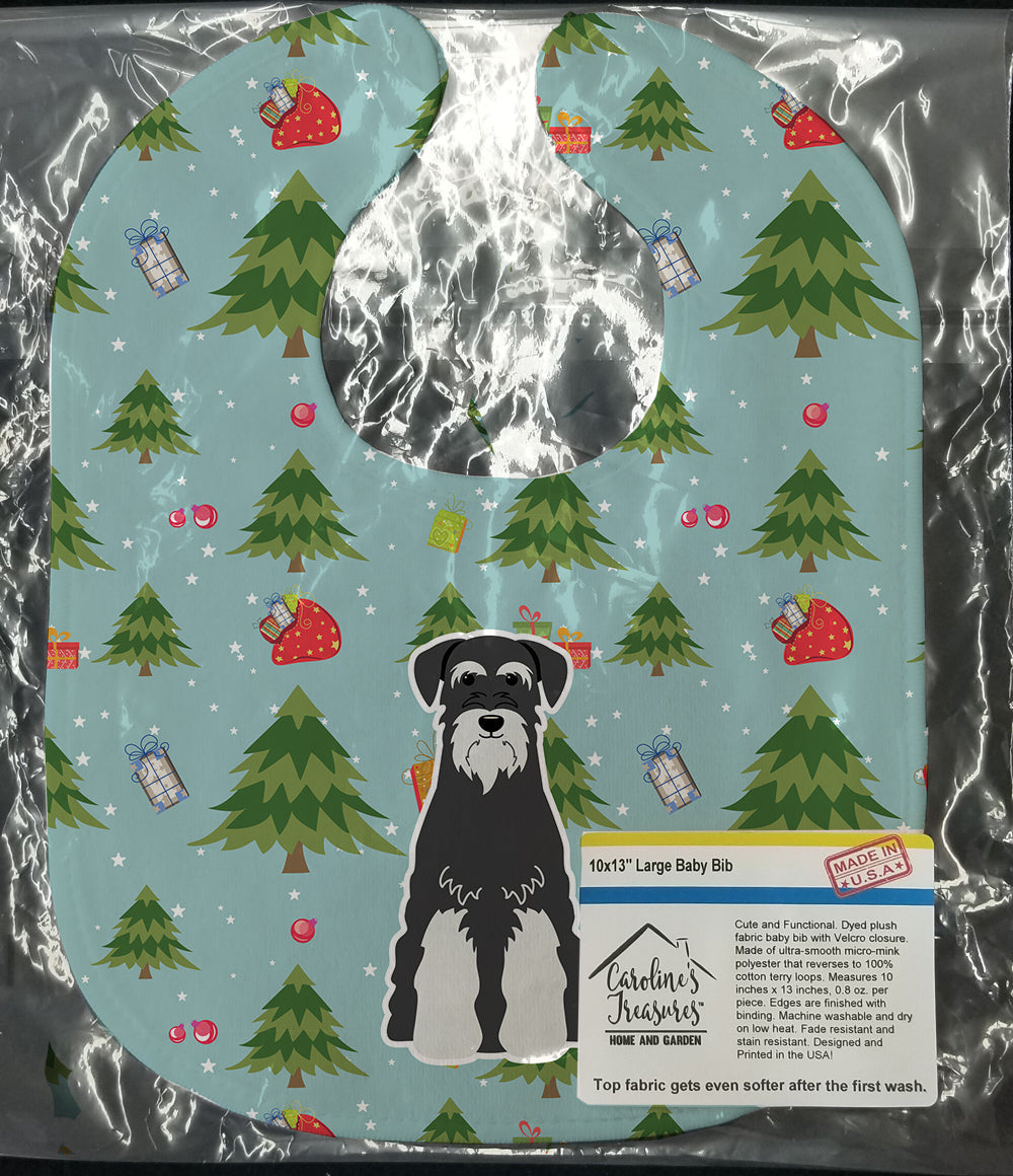 Christmas Standard Schnauzer Salt and Pepper Baby Bib Easy-Clean Baby Bib Baby Feeding Accessory Baby Mealtime Essential, 10 x 13, Multicolor