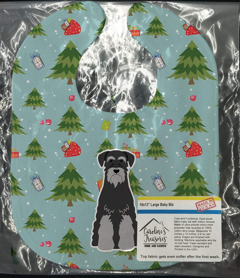 Christmas Standard Schnauzer Black Grey Baby Bib Easy-Clean Baby Bib Baby Feeding Accessory Baby Mealtime Essential, 10 x 13, Multicolor