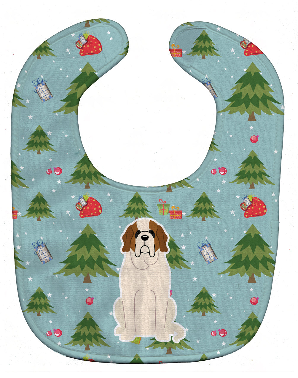 Christmas Saint Bernard Baby Bib Easy-Clean Baby Bib Baby Feeding Accessory Baby Mealtime Essential, 10 x 13, Multicolor