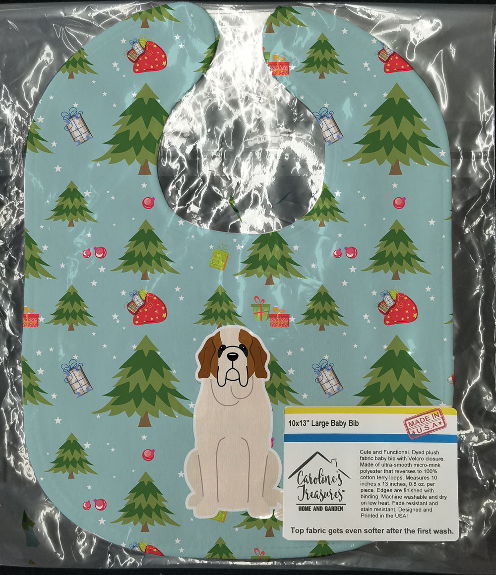 Christmas Saint Bernard Baby Bib Easy-Clean Baby Bib Baby Feeding Accessory Baby Mealtime Essential, 10 x 13, Multicolor