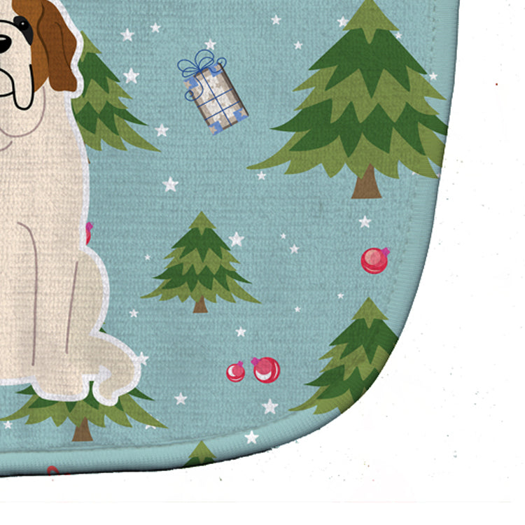 Christmas Saint Bernard Baby Bib Easy-Clean Baby Bib Baby Feeding Accessory Baby Mealtime Essential, 10 x 13, Multicolor