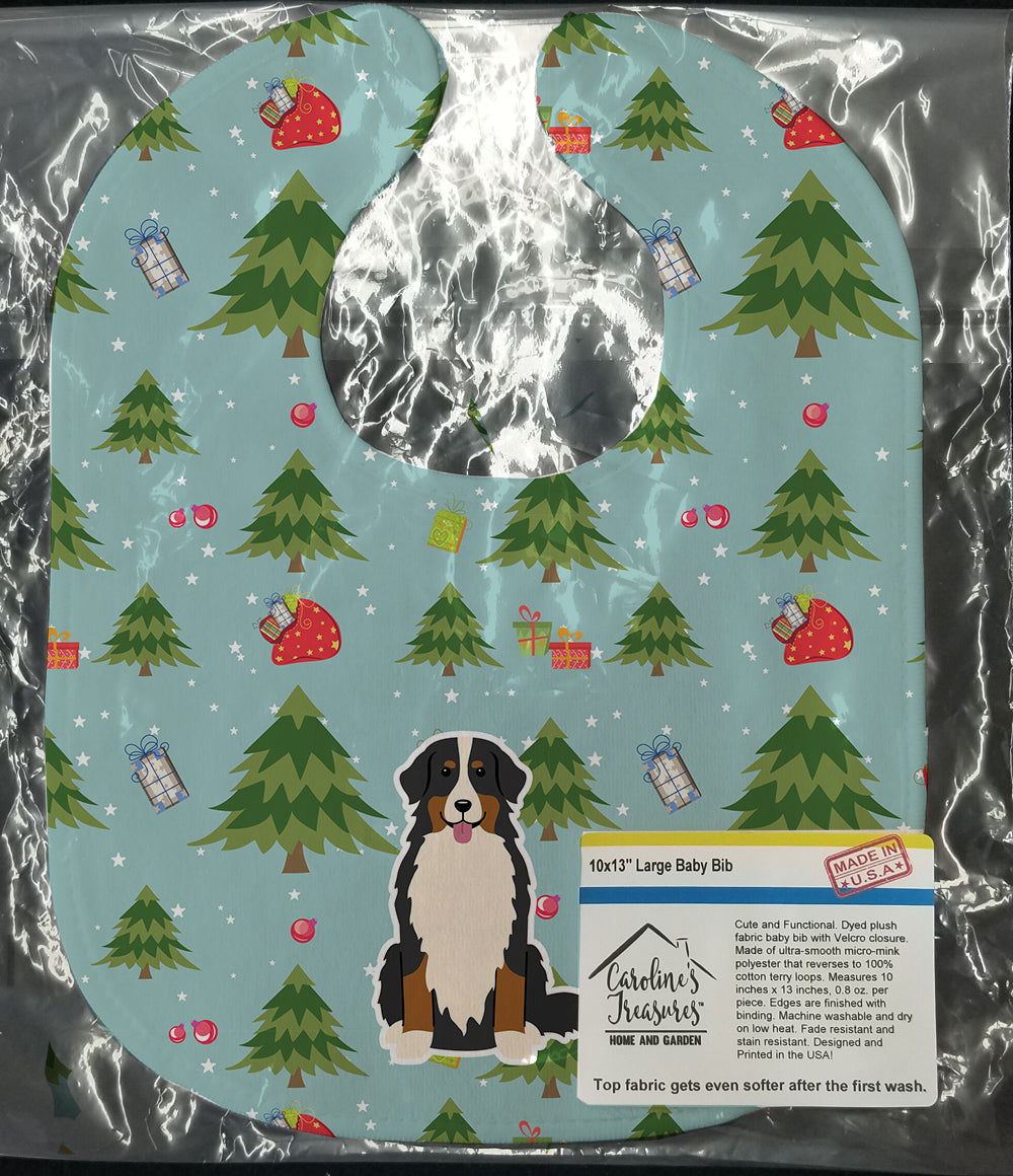 Christmas Bernese Mountain Dog Baby Bib Easy-Clean Baby Bib Baby Feeding Accessory Baby Mealtime Essential, 10 x 13, Multicolor