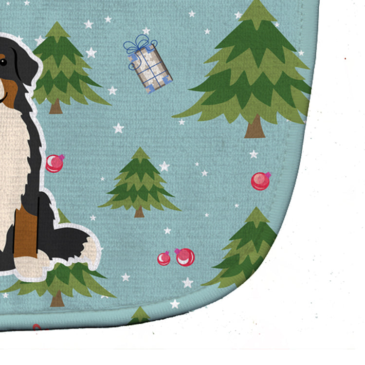 Christmas Bernese Mountain Dog Baby Bib Easy-Clean Baby Bib Baby Feeding Accessory Baby Mealtime Essential, 10 x 13, Multicolor