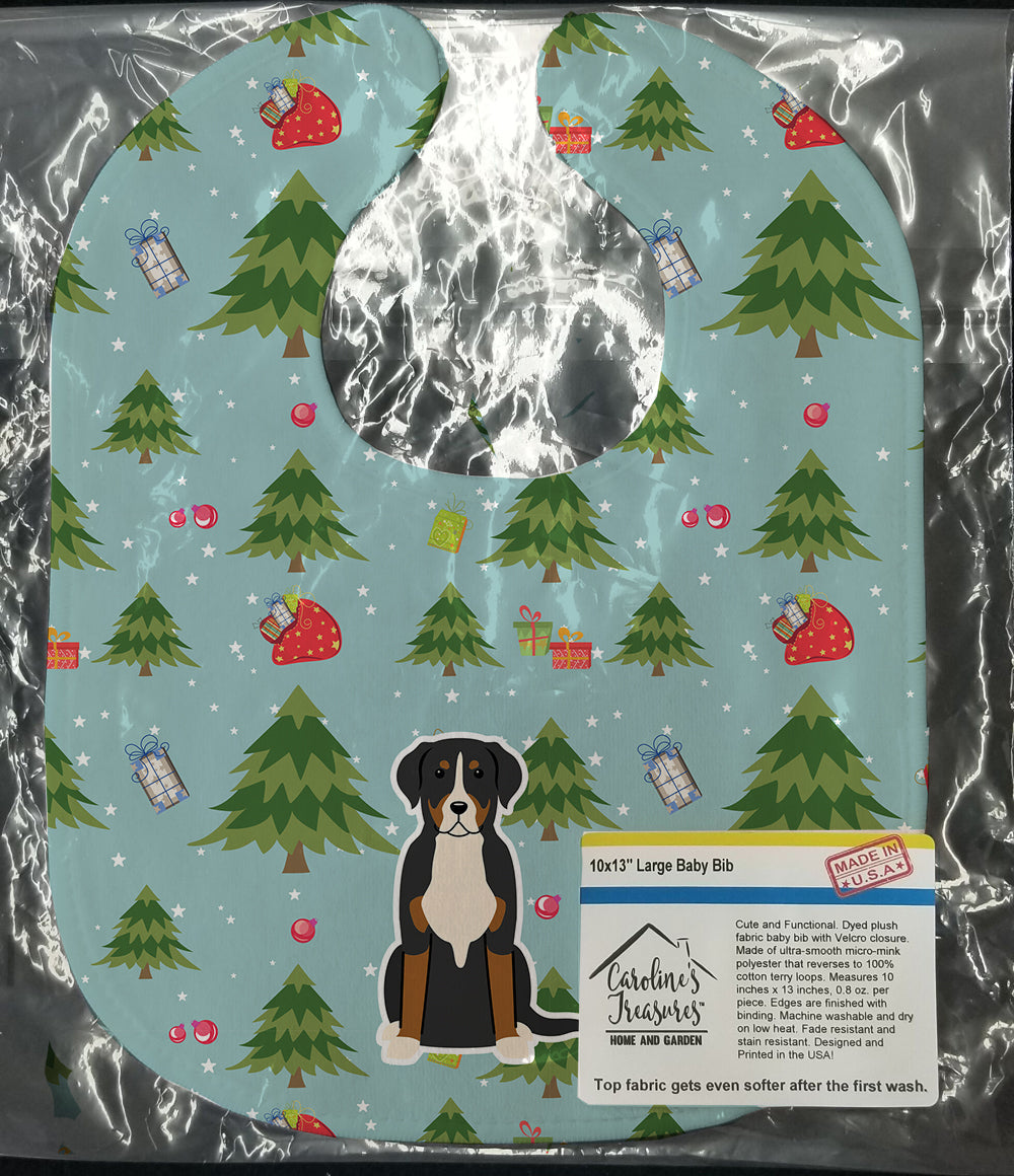 Christmas Greater Swiss Mountain Dog Baby Bib Easy-Clean Baby Bib Baby Feeding Accessory Baby Mealtime Essential, 10 x 13, Multicolor