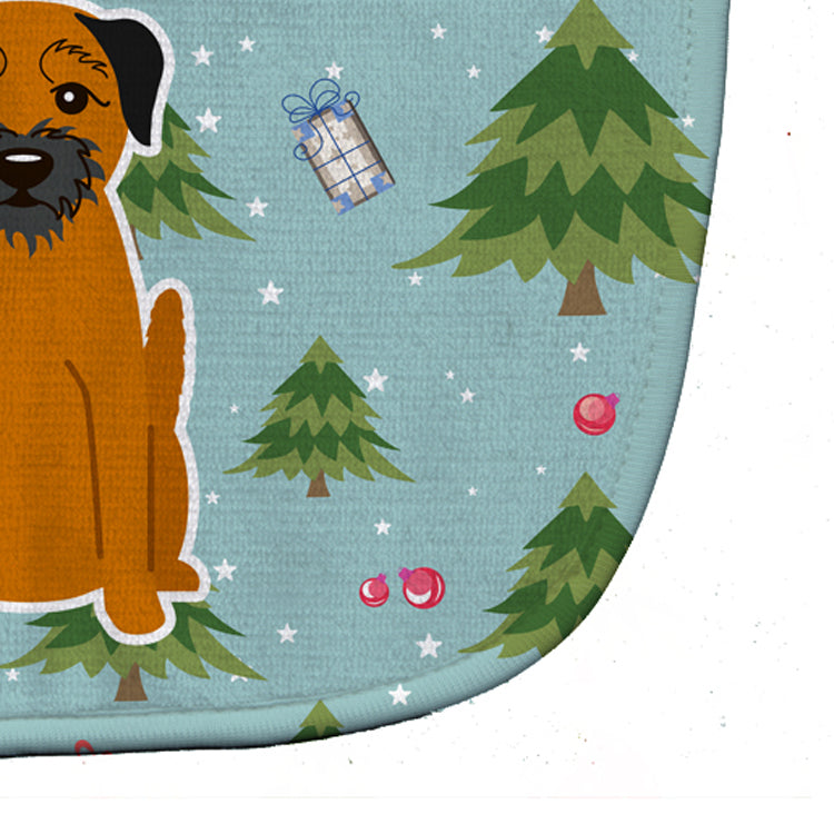 Christmas Border Terrier Baby Bib Easy-Clean Baby Bib Baby Feeding Accessory Baby Mealtime Essential, 10 x 13, Multicolor