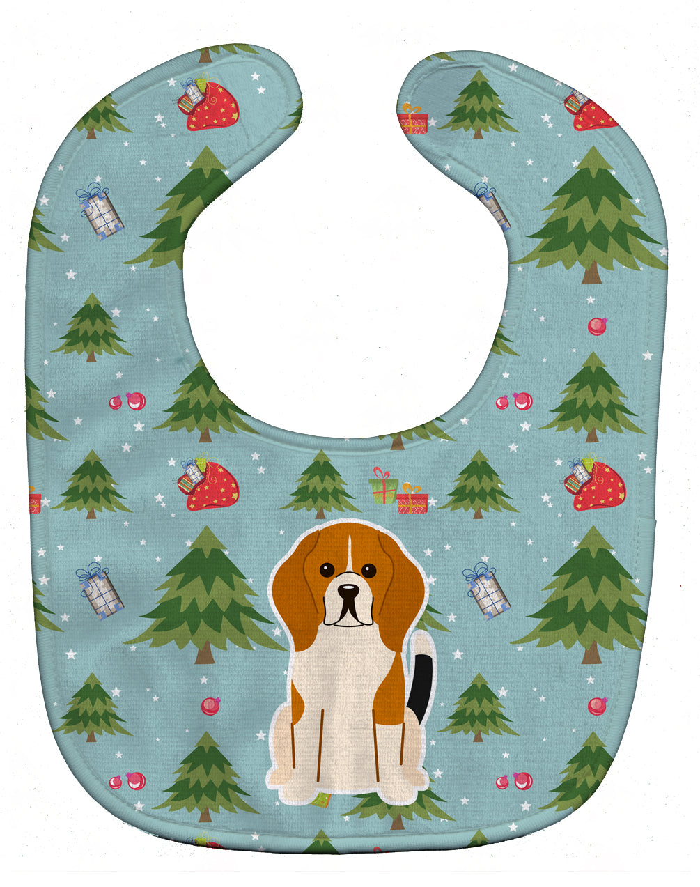 Christmas Beagle Tricolor Baby Bib Easy-Clean Baby Bib Baby Feeding Accessory Baby Mealtime Essential, 10 x 13, Multicolor
