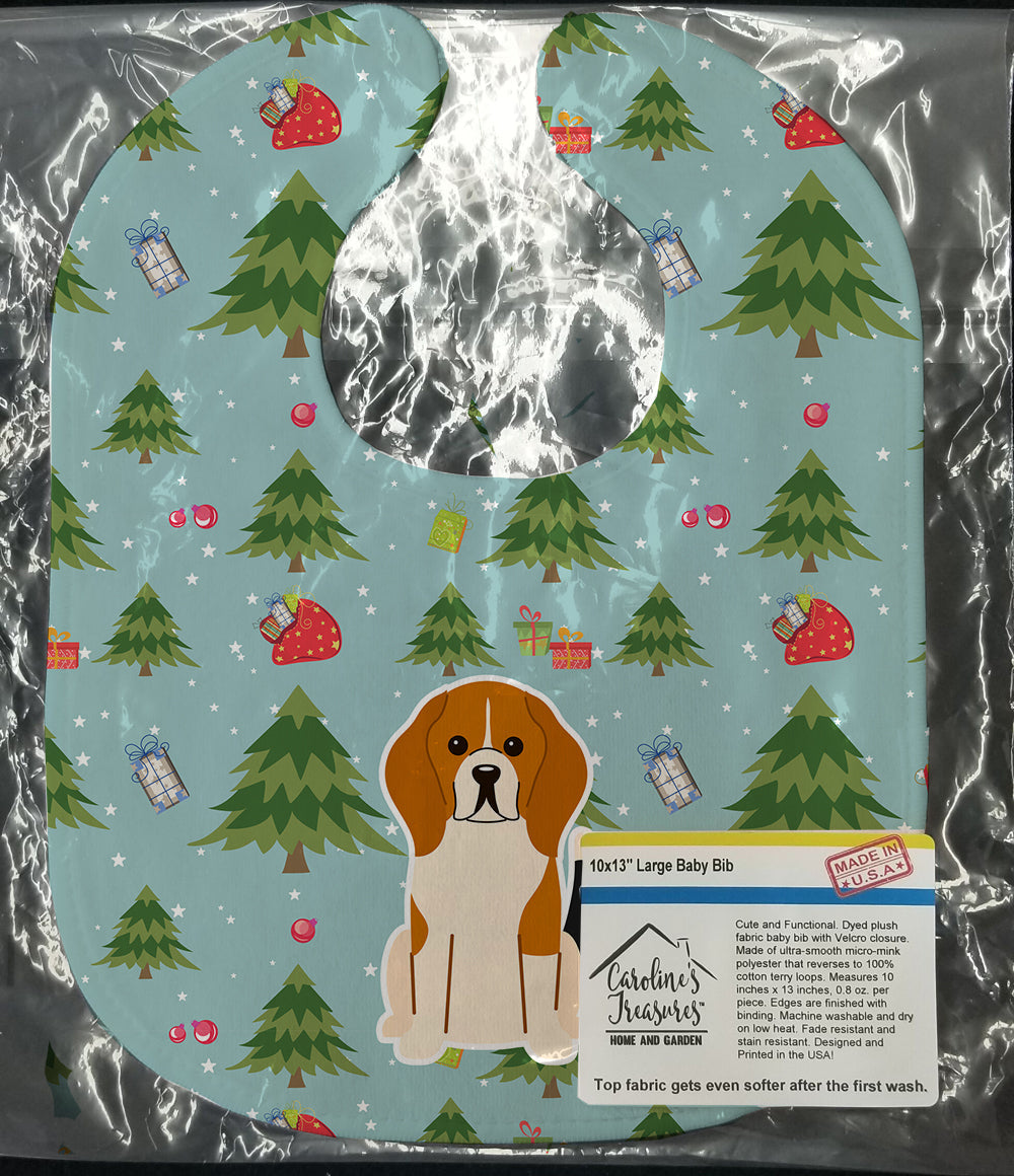 Christmas Beagle Tricolor Baby Bib Easy-Clean Baby Bib Baby Feeding Accessory Baby Mealtime Essential, 10 x 13, Multicolor