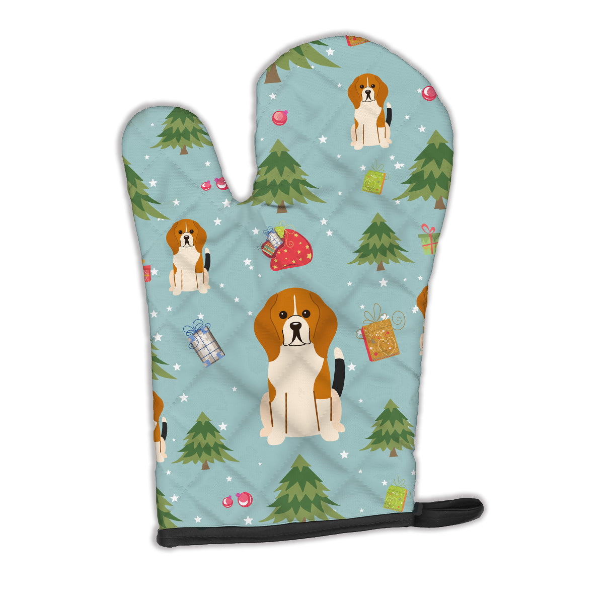 Christmas Beagle Tricolor Oven Mitt Heat Resistant Thick Oven Mitt for Hot Pans and Oven, Kitchen Mitt Protect Hands, Cooking Baking Glove