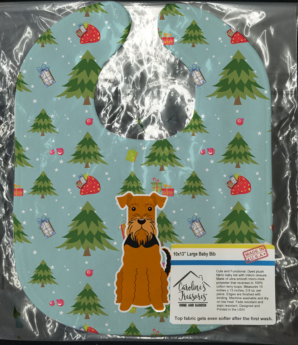 Christmas Airedale Baby Bib Easy-Clean Baby Bib Baby Feeding Accessory Baby Mealtime Essential, 10 x 13, Multicolor