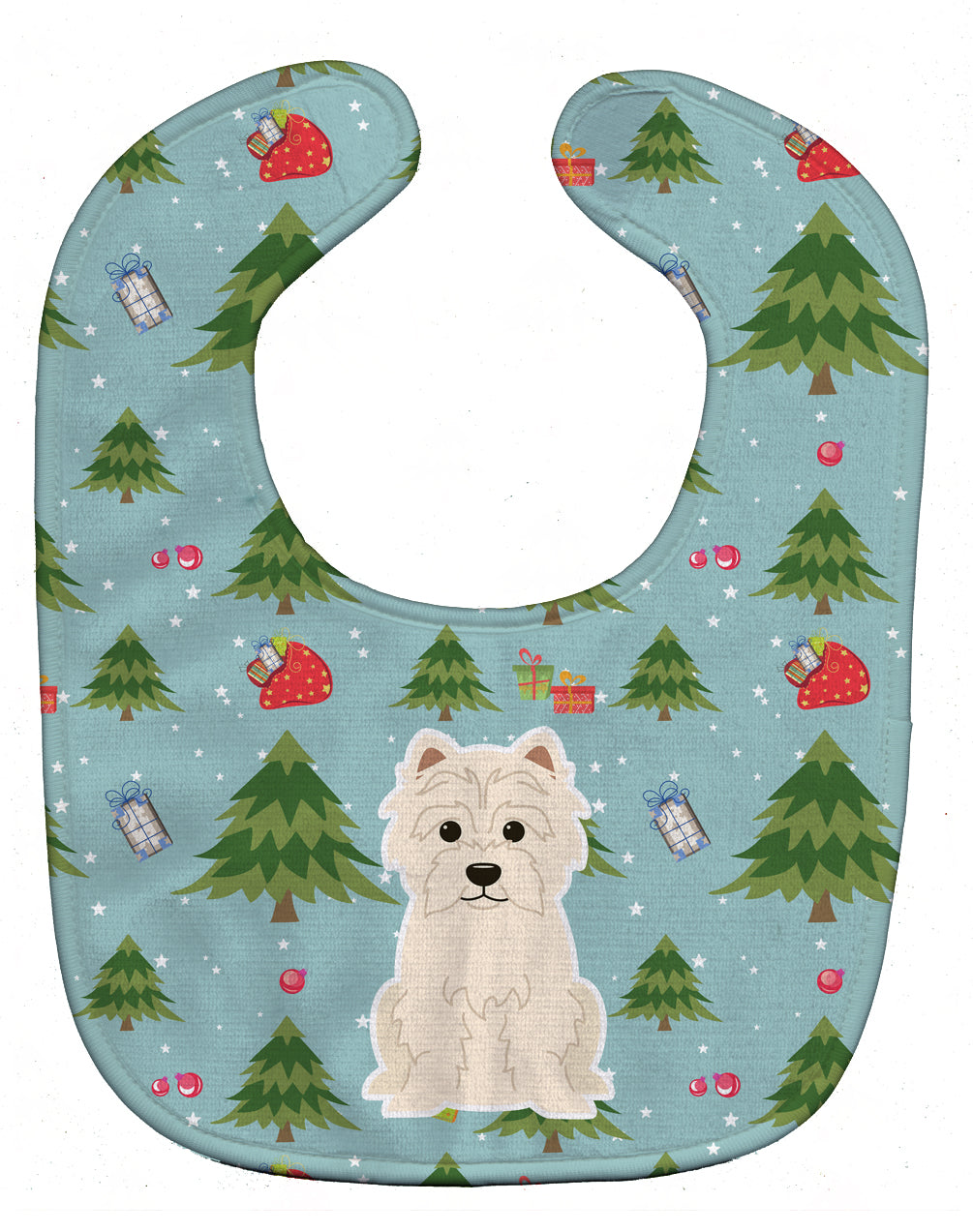 Christmas Westie Baby Bib Easy-Clean Baby Bib Baby Feeding Accessory Baby Mealtime Essential, 10 x 13, Multicolor
