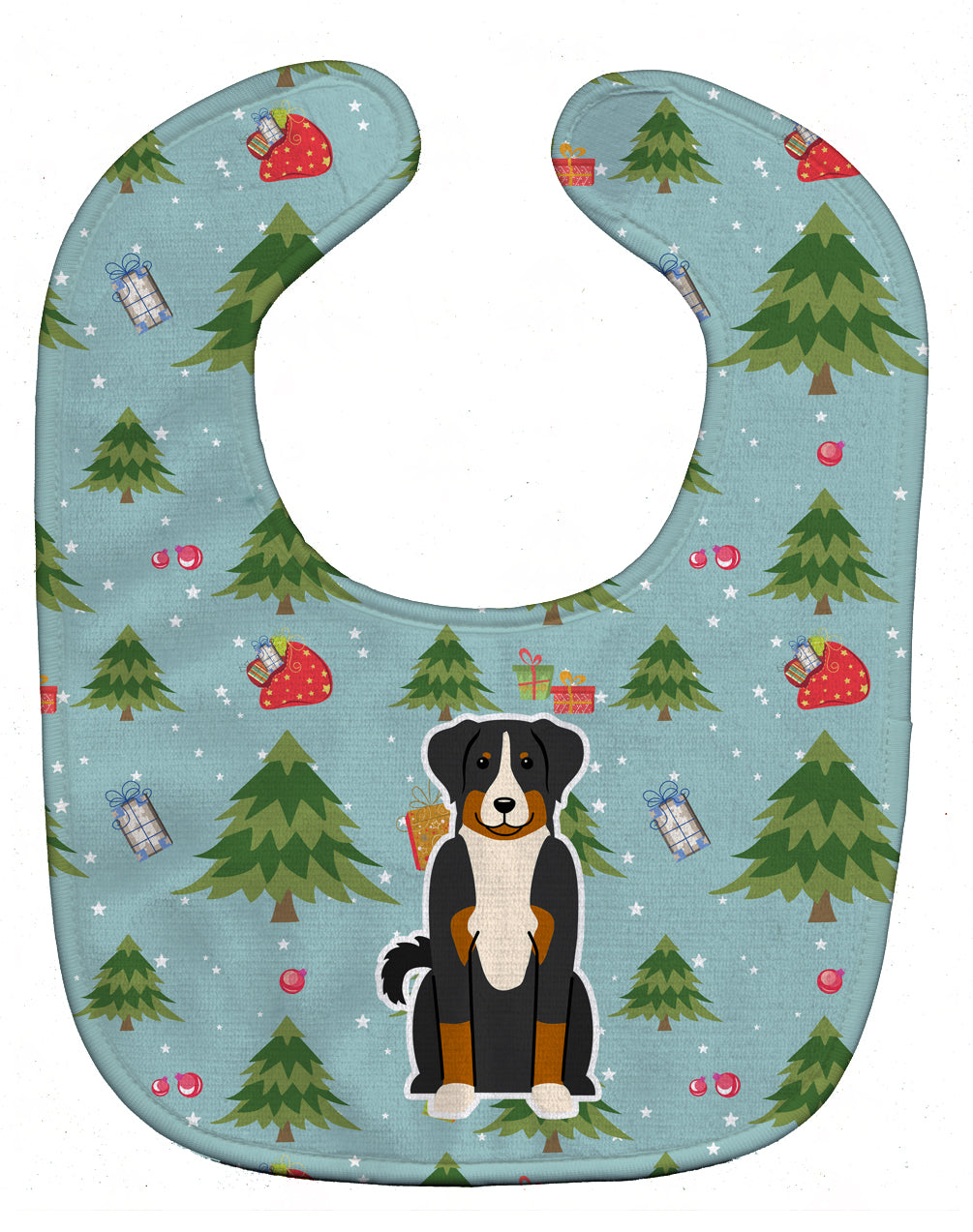 Christmas Appenzeller Sennenhund Baby Bib Easy-Clean Baby Bib Baby Feeding Accessory Baby Mealtime Essential, 10 x 13, Multicolor