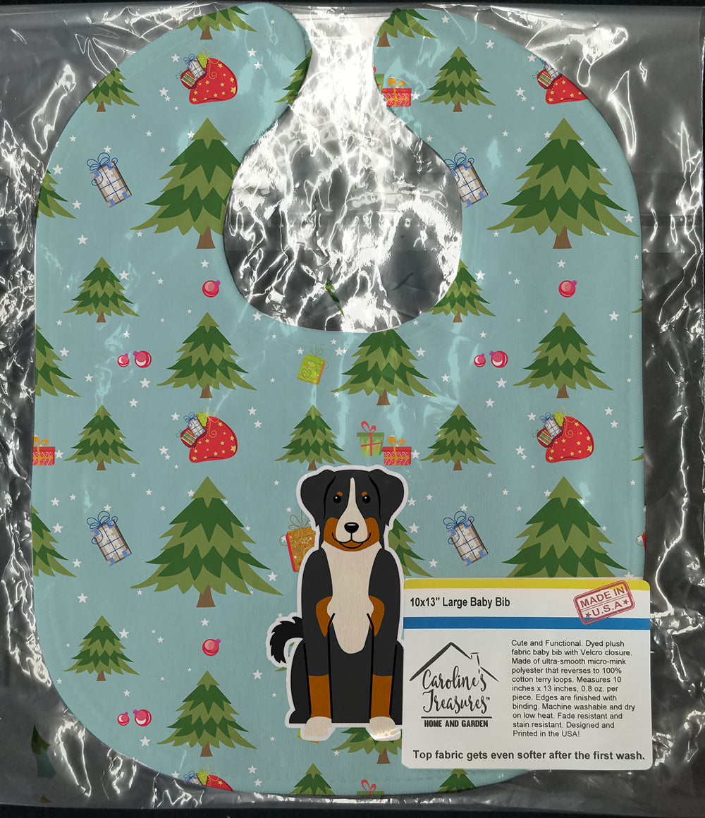 Christmas Appenzeller Sennenhund Baby Bib Easy-Clean Baby Bib Baby Feeding Accessory Baby Mealtime Essential, 10 x 13, Multicolor