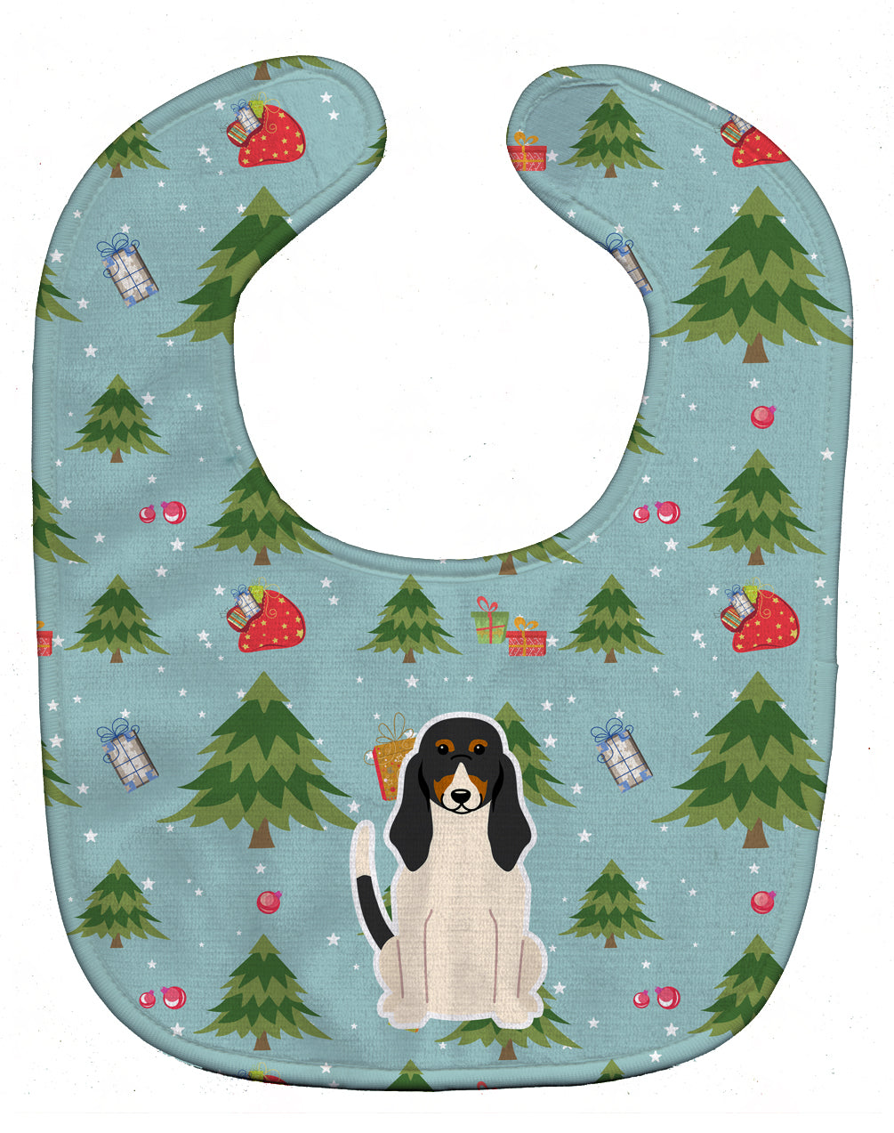 Christmas Swiss Hound Baby Bib Easy-Clean Baby Bib Baby Feeding Accessory Baby Mealtime Essential, 10 x 13, Multicolor