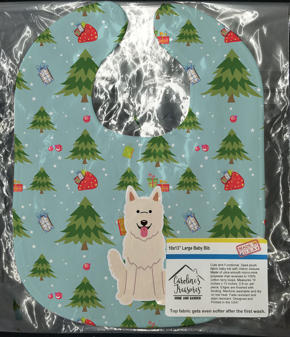 Christmas White German Shepherd Baby Bib Easy-Clean Baby Bib Baby Feeding Accessory Baby Mealtime Essential, 10 x 13, Multicolor