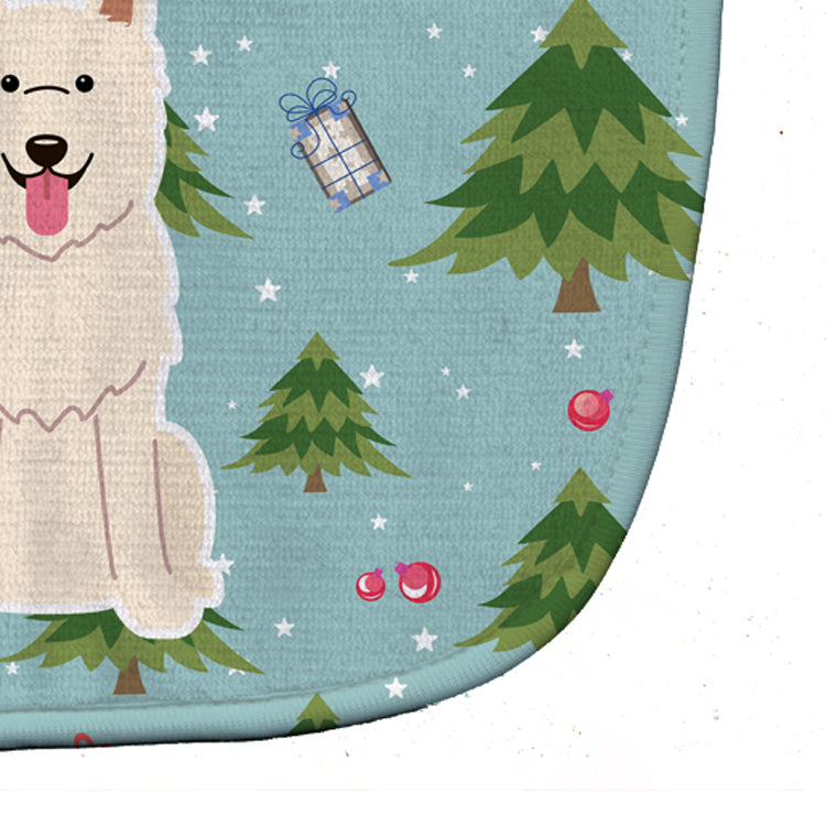 Christmas White German Shepherd Baby Bib Easy-Clean Baby Bib Baby Feeding Accessory Baby Mealtime Essential, 10 x 13, Multicolor
