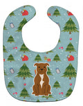 Christmas Staffordshire Bull Terrier Brown Baby Bib Easy-Clean Baby Bib Baby Feeding Accessory Baby Mealtime Essential, 10 x 13, Multicolor
