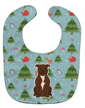 Christmas Staffordshire Bull Terrier Chocolate Baby Bib Easy-Clean Baby Bib Baby Feeding Accessory Baby Mealtime Essential, 10 x 13, Multicolor