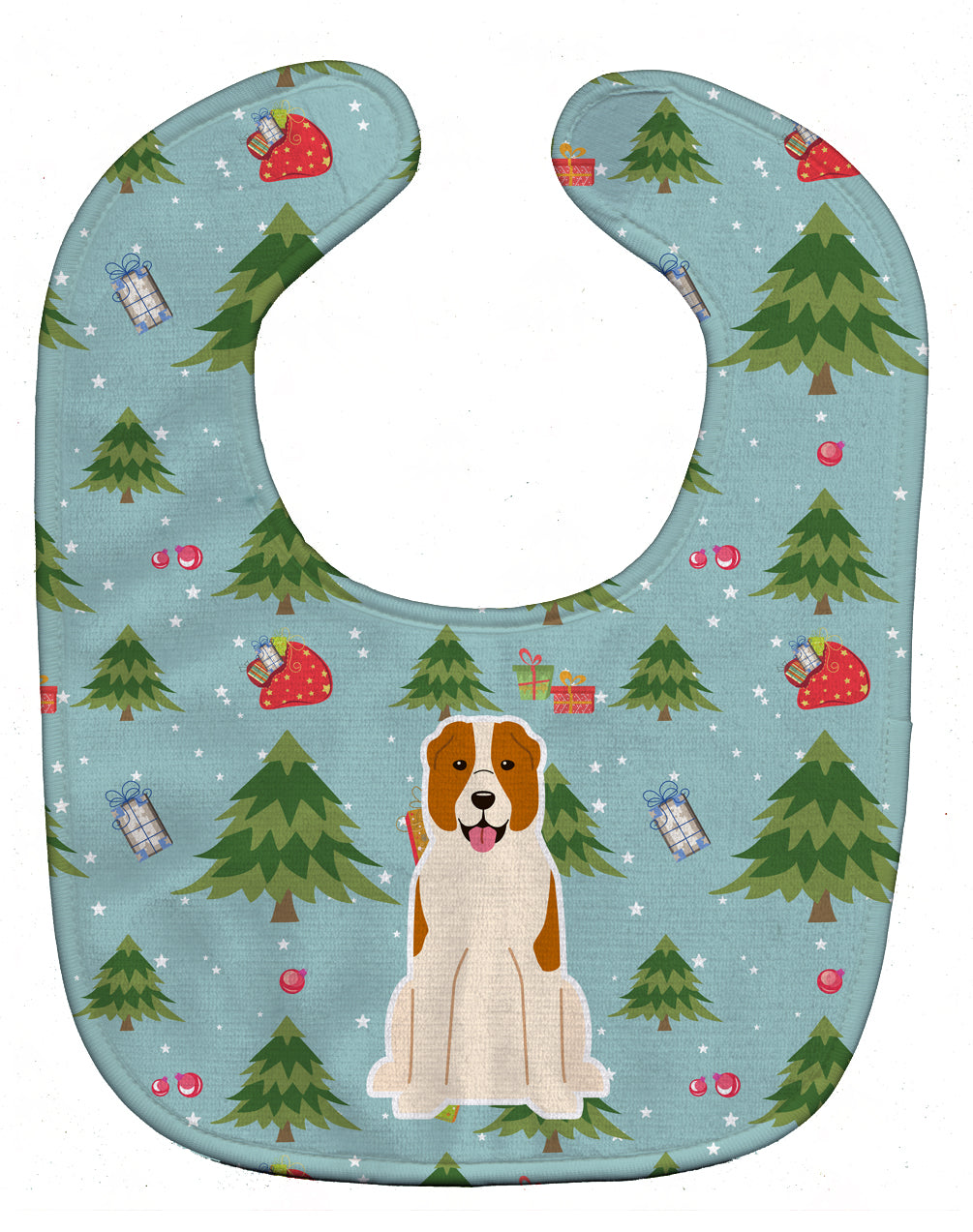 Christmas Central Asian Shepherd Dog Baby Bib Easy-Clean Baby Bib Baby Feeding Accessory Baby Mealtime Essential, 10 x 13, Multicolor