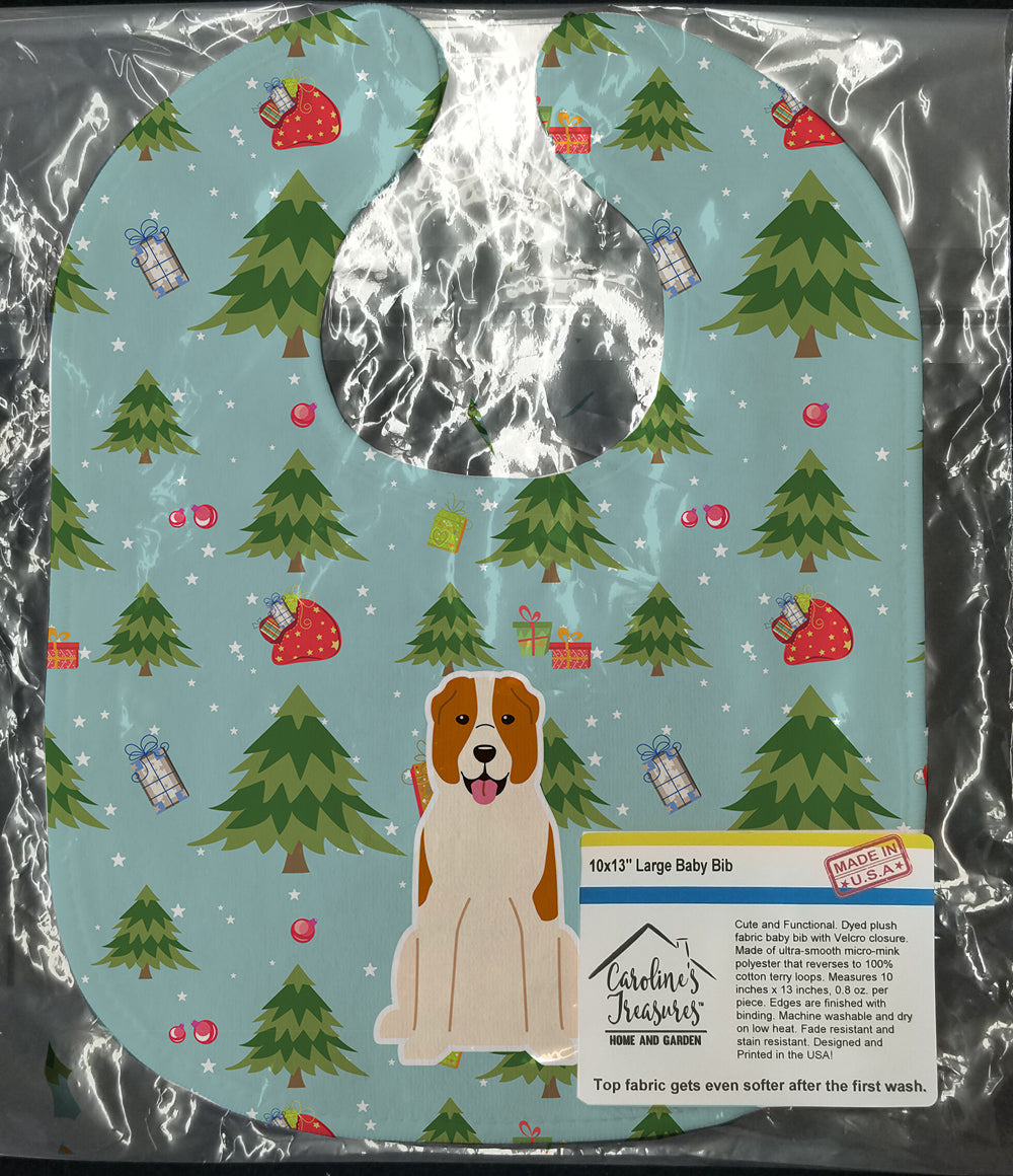 Christmas Central Asian Shepherd Dog Baby Bib Easy-Clean Baby Bib Baby Feeding Accessory Baby Mealtime Essential, 10 x 13, Multicolor
