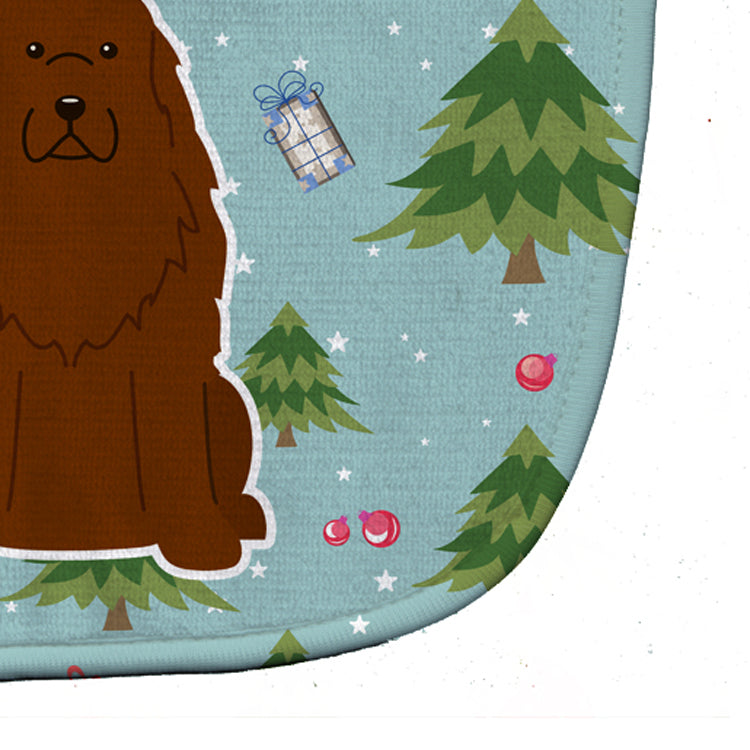 Christmas Caucasian Shepherd Dog Baby Bib Easy-Clean Baby Bib Baby Feeding Accessory Baby Mealtime Essential, 10 x 13, Multicolor