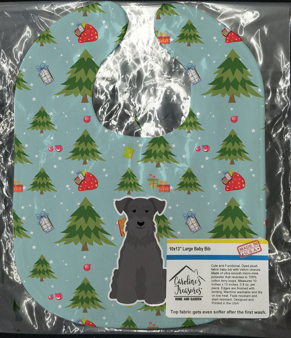 Christmas Miniature Schnauzer Black Baby Bib Easy-Clean Baby Bib Baby Feeding Accessory Baby Mealtime Essential, 10 x 13, Multicolor
