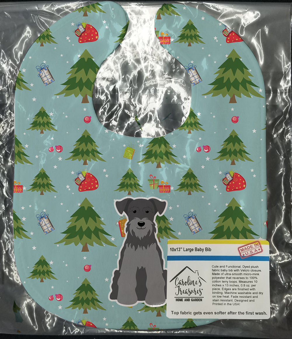 Christmas Miniature Schnauzer Black Silver Baby Bib Easy-Clean Baby Bib Baby Feeding Accessory Baby Mealtime Essential, 10 x 13, Multicolor