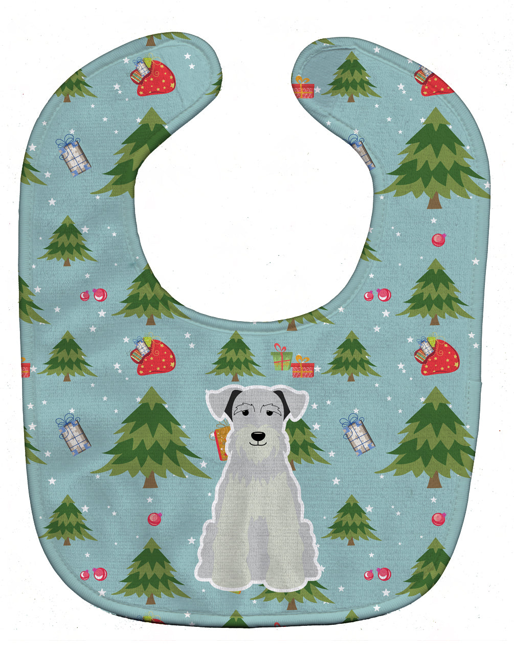 Christmas Miniature Schnauzer White Baby Bib Easy-Clean Baby Bib Baby Feeding Accessory Baby Mealtime Essential, 10 x 13, Multicolor