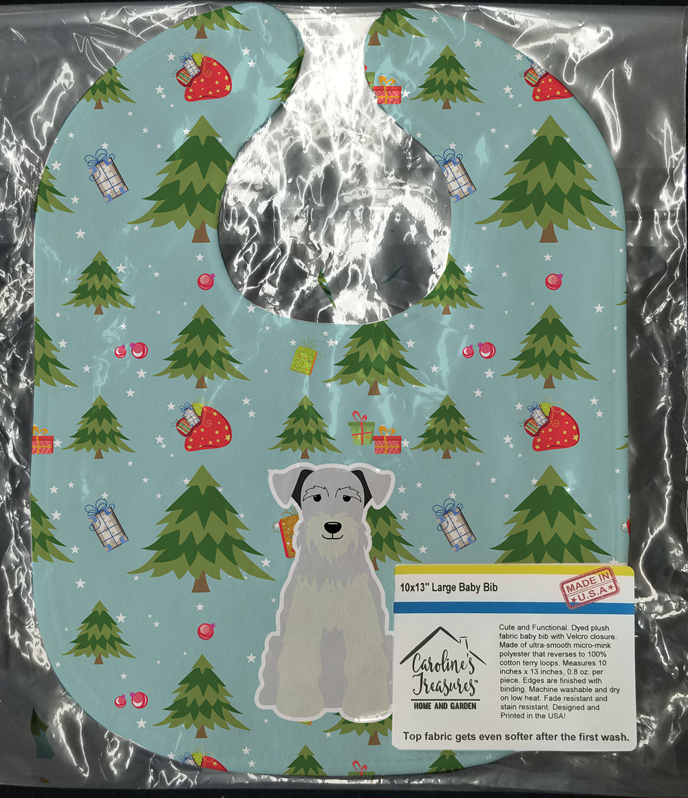 Christmas Miniature Schnauzer White Baby Bib Easy-Clean Baby Bib Baby Feeding Accessory Baby Mealtime Essential, 10 x 13, Multicolor
